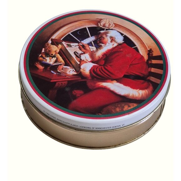 Vintage 1996 Santa Claus Christmas Tin By Ernie Norcia/Applejack Licensing - Picture 1 of 6